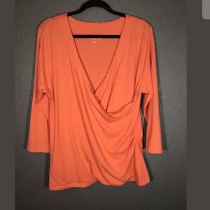 Soft Surroundings 3/4 shapely Surplice Wrap Shirt